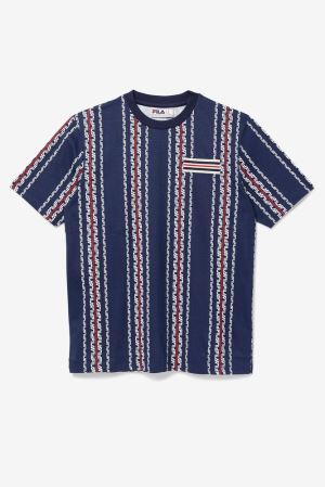 FILA Steffan Tee Shirts Navy / Red,Mens Clothing | CA.GCJHVS458